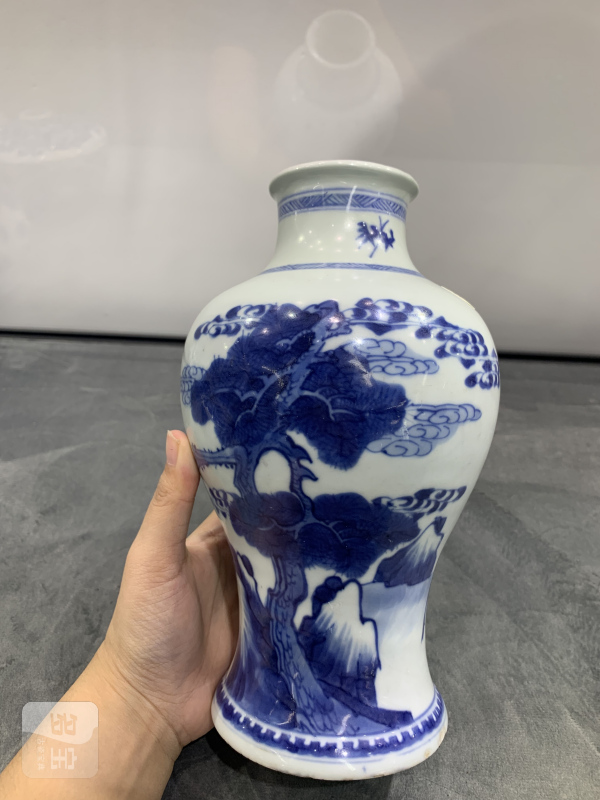 清康熙青花鹤鹿同春诗文梅瓶 - 图2